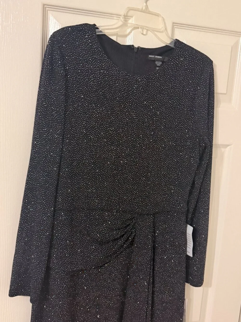 Maggy London Women's Aurora Glitter Sparkle Black Cocktail Dress sz 14 NWT